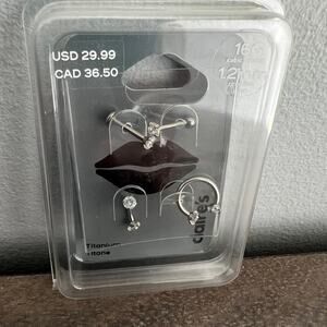 New Claire's Silver-tone Titanium Cubic Zirconia 16G Labret Lip Studs - 4 Pack